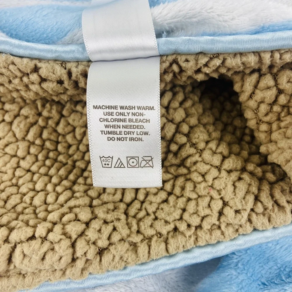 Just One You Carter's Monkey Baby Blanket Striped Blue Brown  Soft Sherpa